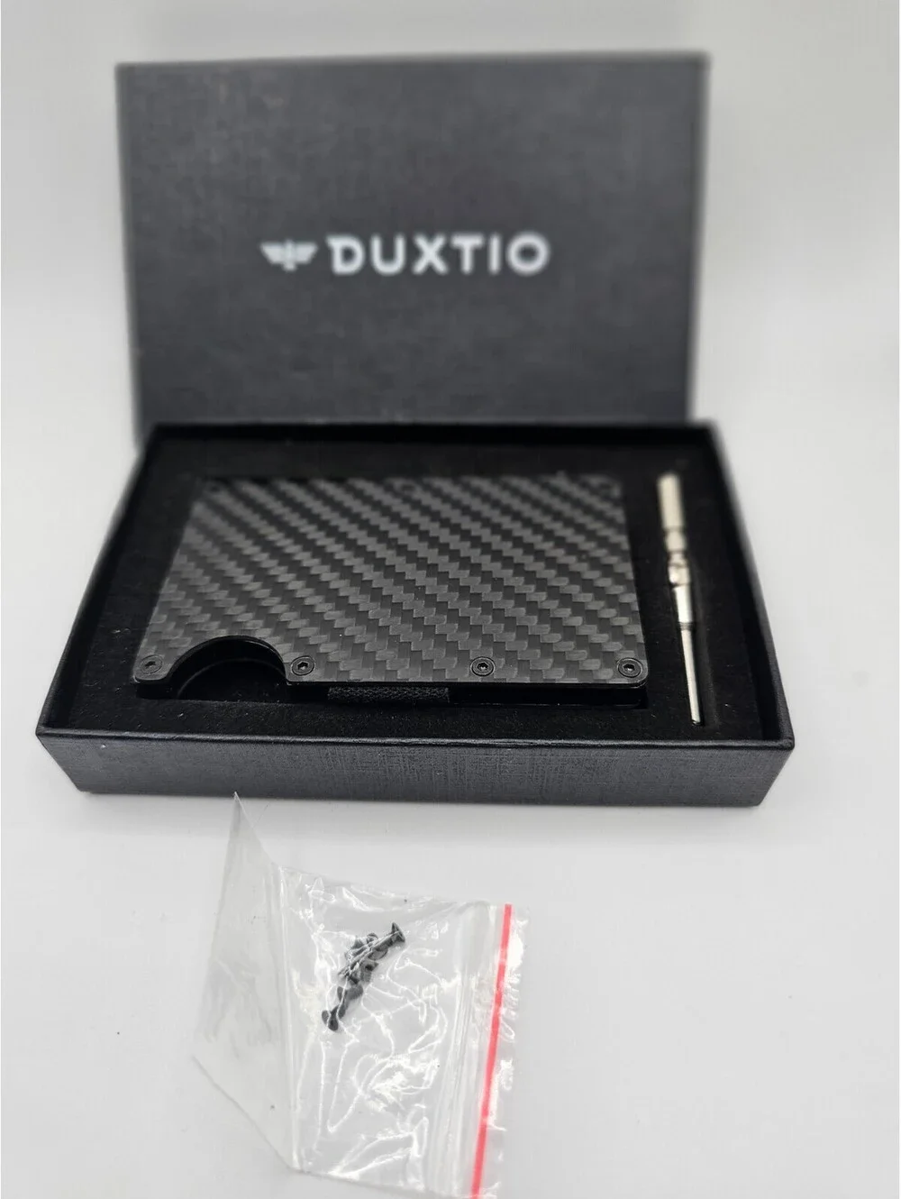 Duxtio Carbon Fiber RFID Minimalist Wallet Money Clip Black NIB